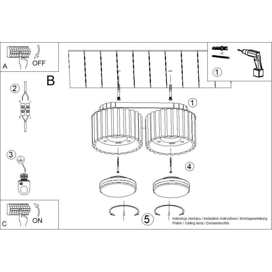 Spotlampa AURA 2xGX53/10W/230V krämvit
