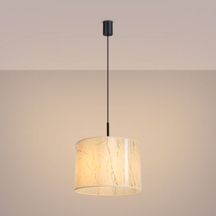 Pendel med sladd NEVIA 1xE27/15W/230V Ø 40 cm beige/marmormönster