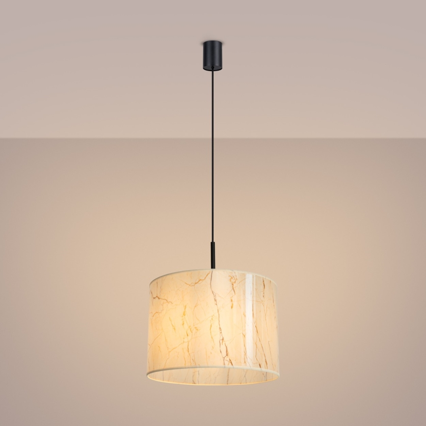 Pendel med sladd NEVIA 1xE27/15W/230V Ø 40 cm beige/marmormönster