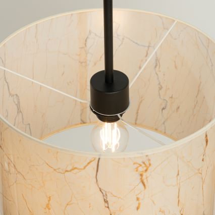 Pendel med sladd NEVIA 1xE27/15W/230V Ø 40 cm beige/marmormönster