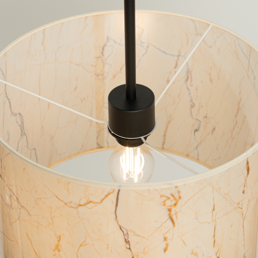 Pendel med sladd NEVIA 1xE27/15W/230V Ø 40 cm beige/marmormönster