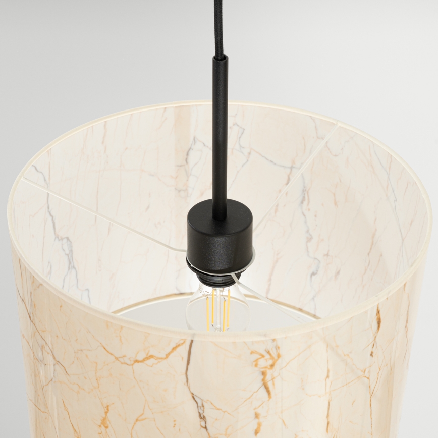 Pendel med sladd NEVIA 1xE27/15W/230V Ø 40 cm beige/marmormönster
