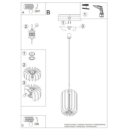 Pendellampa på kabel MULA 1xE27/15W/230V diam. 27 cm gul