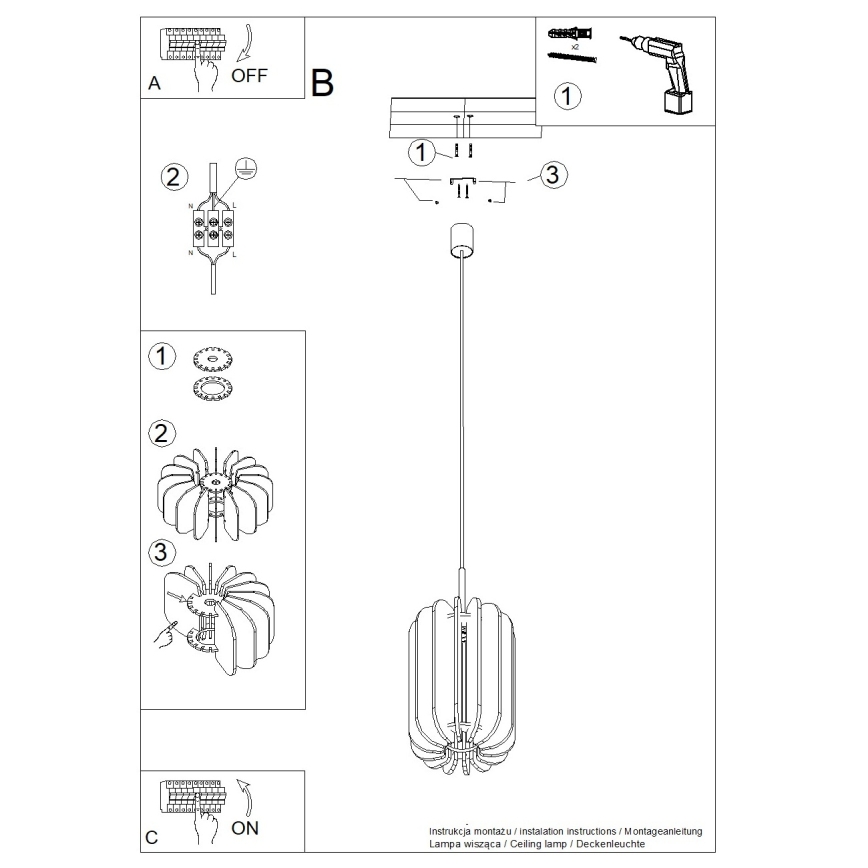 Pendellampa på kabel MULA 1xE27/15W/230V diam. 27 cm gul