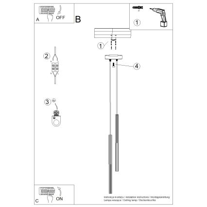Taklampa ARCHE med vajer, 2xG9/8W/230V, vit