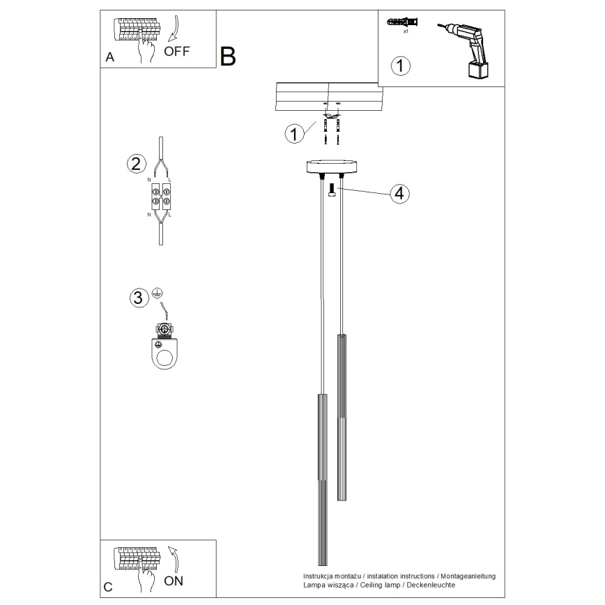 Pendellampa med kabel ARCHE, 2 x G9, 8 W, 230 V, svart