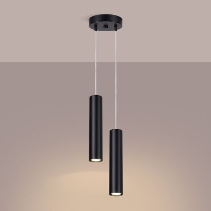 Pendellampa på kabel LAGOS 2xGU10/10W/230V svart