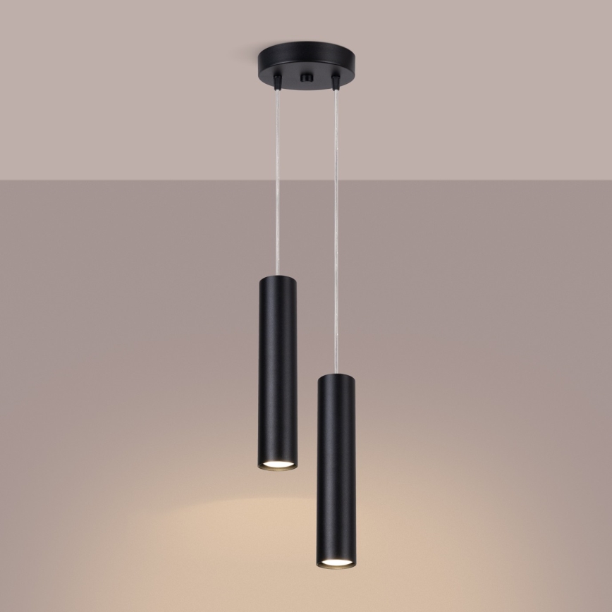 Pendellampa på kabel LAGOS 2xGU10/10W/230V svart