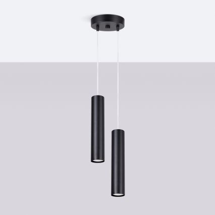Pendellampa på kabel LAGOS 2xGU10/10W/230V svart