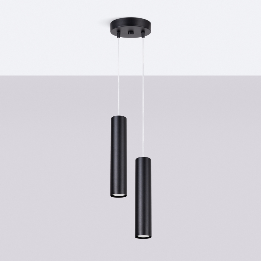 Pendellampa på kabel LAGOS 2xGU10/10W/230V svart