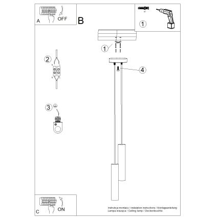 Pendellampa på kabel LAGOS 2xGU10/10W/230V svart