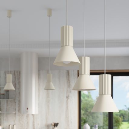 Pendellampa på kabel ESTRIA 1xE14/10W/230V Ø 14 cm krämvit