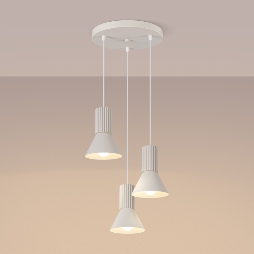 Pendellampa med kabel ESTRIA 3xE14/10W/230V Ø 30 cm krämfärgad