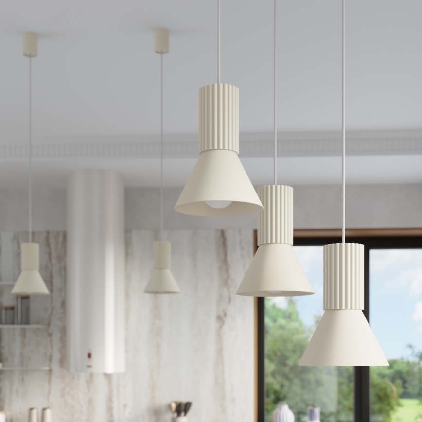 Pendellampa med kabel ESTRIA 3xE14/10W/230V Ø 30 cm krämfärgad