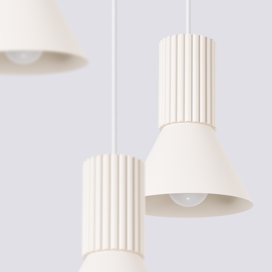 Pendellampa med kabel ESTRIA 3xE14/10W/230V Ø 30 cm krämfärgad