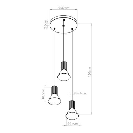 Pendellampa med kabel ESTRIA 3xE14/10W/230V Ø 30 cm krämfärgad