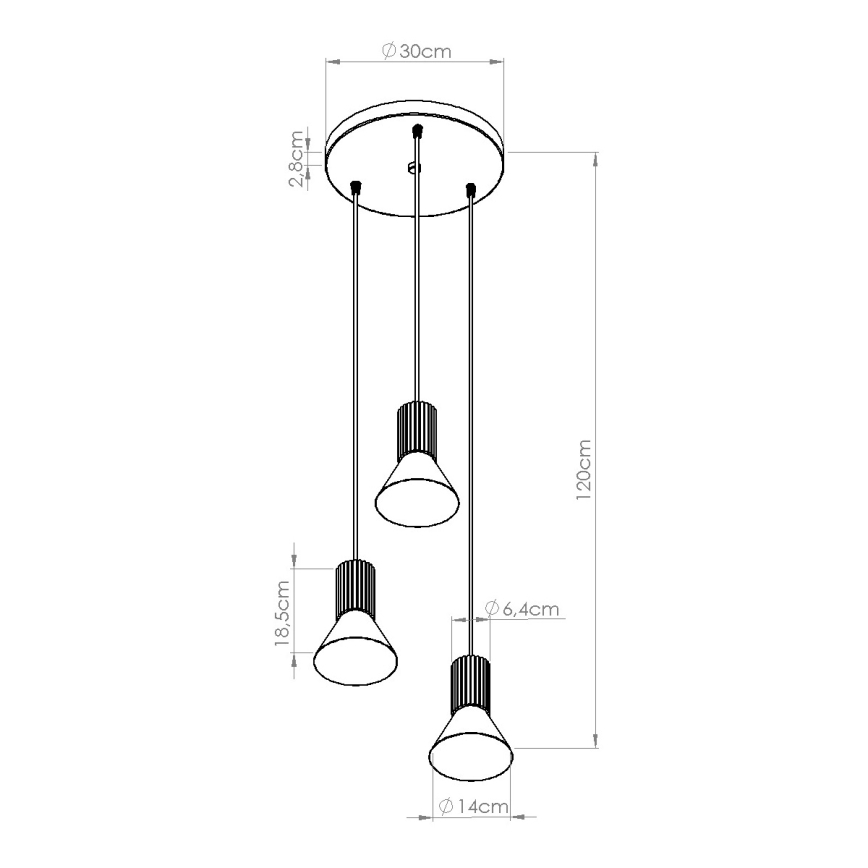 Pendellampa med kabel ESTRIA 3xE14/10W/230V Ø 30 cm krämfärgad