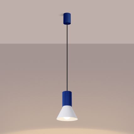 Pendellampa med sladd ESTRIA 1xE14/10W/230V Ø 14 cm blå
