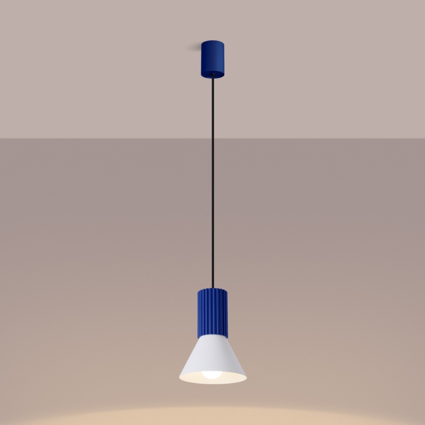 Pendellampa med sladd ESTRIA 1xE14/10W/230V Ø 14 cm blå
