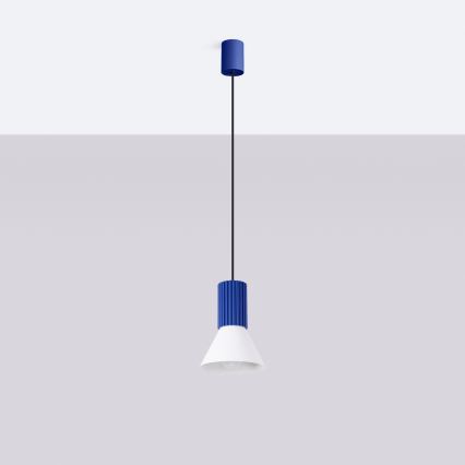 Pendellampa med sladd ESTRIA 1xE14/10W/230V Ø 14 cm blå