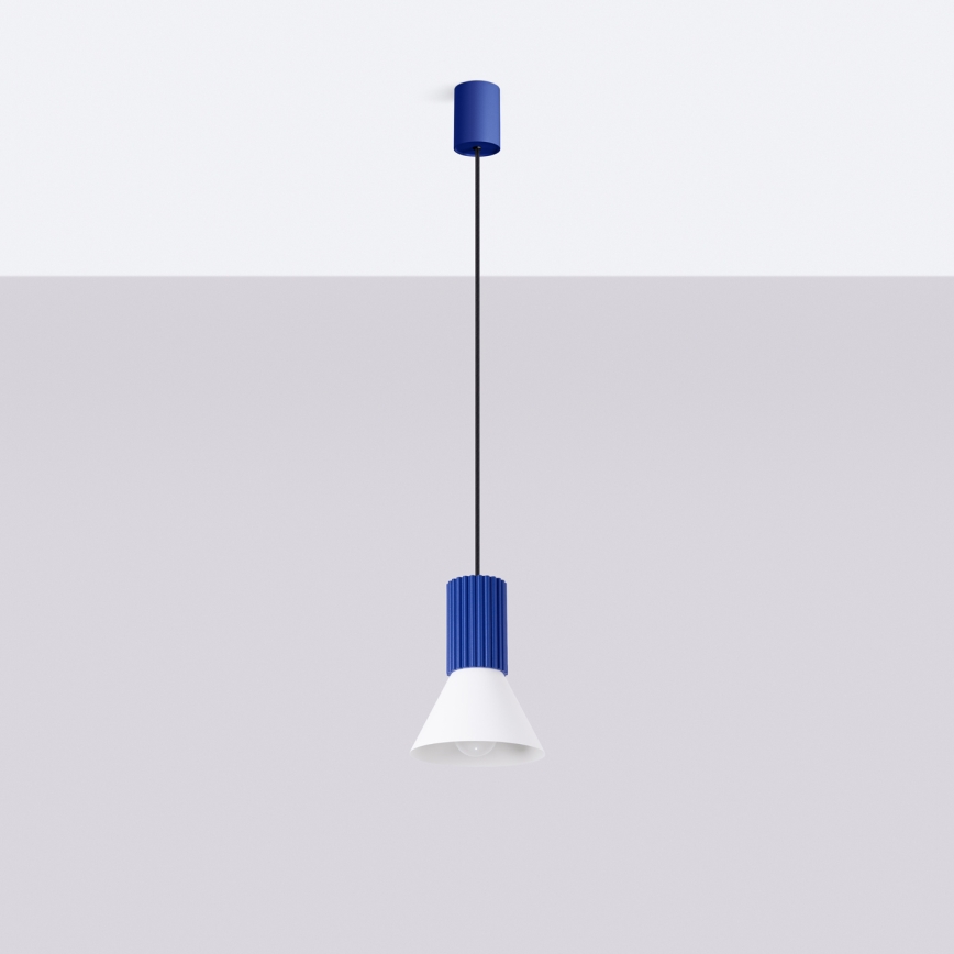 Pendellampa med sladd ESTRIA 1xE14/10W/230V Ø 14 cm blå