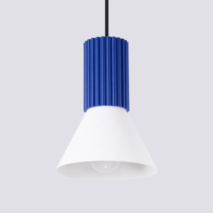 Pendellampa med sladd ESTRIA 1xE14/10W/230V Ø 14 cm blå