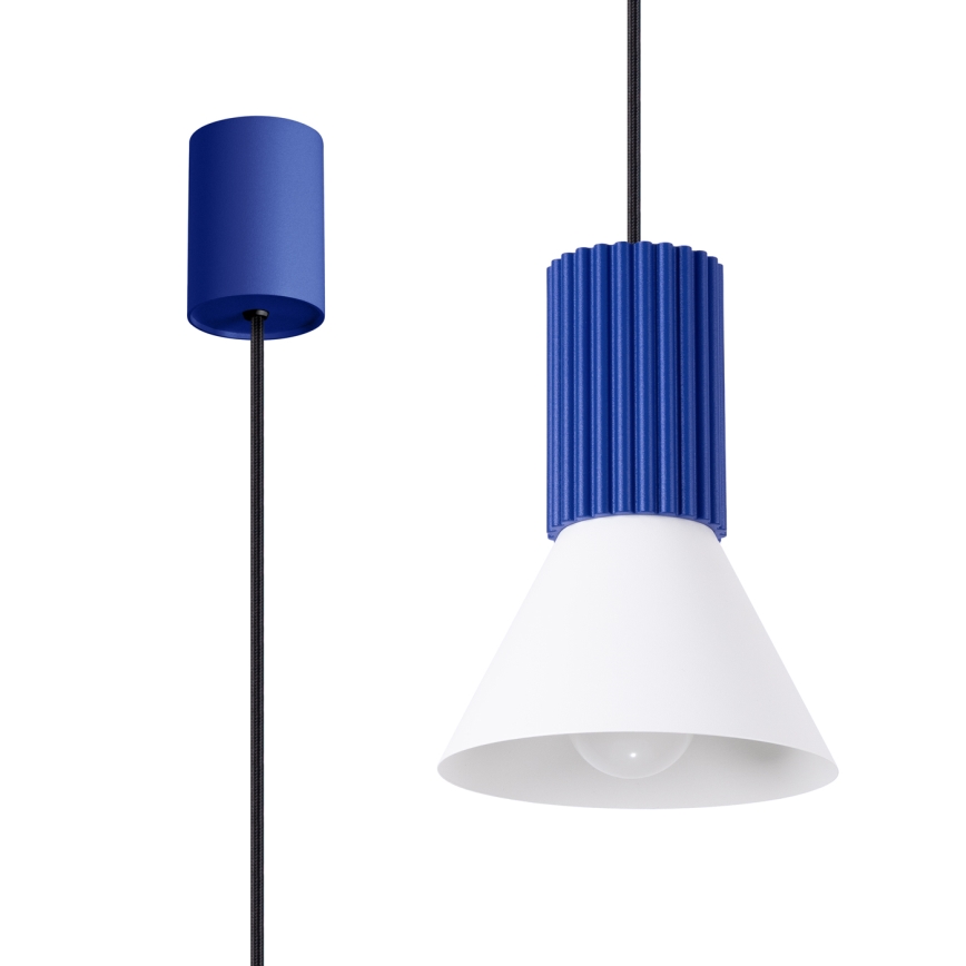 Pendellampa med sladd ESTRIA 1xE14/10W/230V Ø 14 cm blå