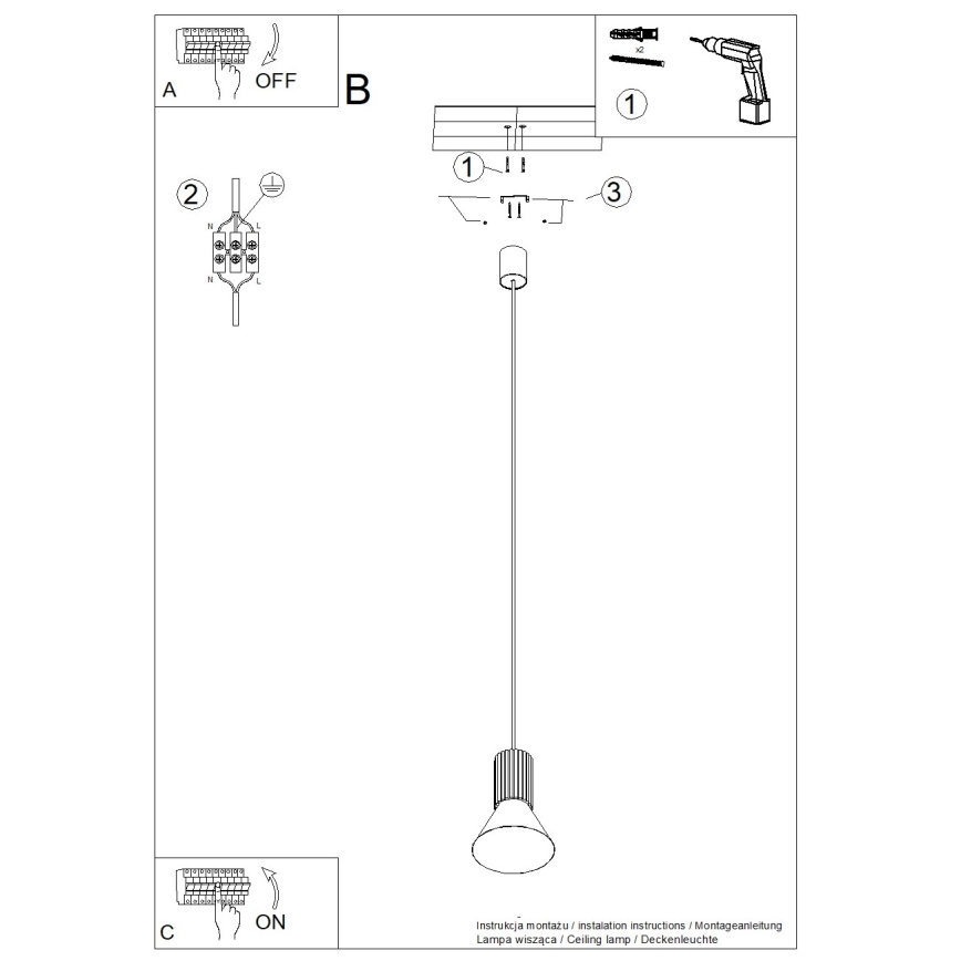 Pendellampa med sladd ESTRIA 1xE14/10W/230V Ø 14 cm blå