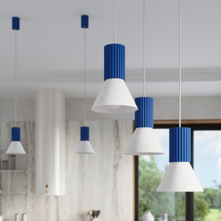 Takpendel ESTRIA 3xE14/10W/230V Ø 30 cm blå