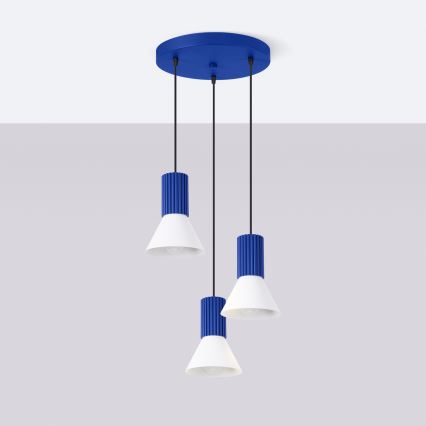 Takpendel ESTRIA 3xE14/10W/230V Ø 30 cm blå
