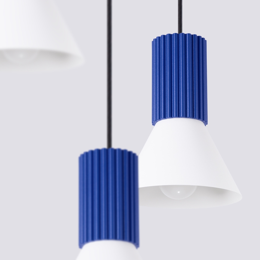 Takpendel ESTRIA 3xE14/10W/230V Ø 30 cm blå