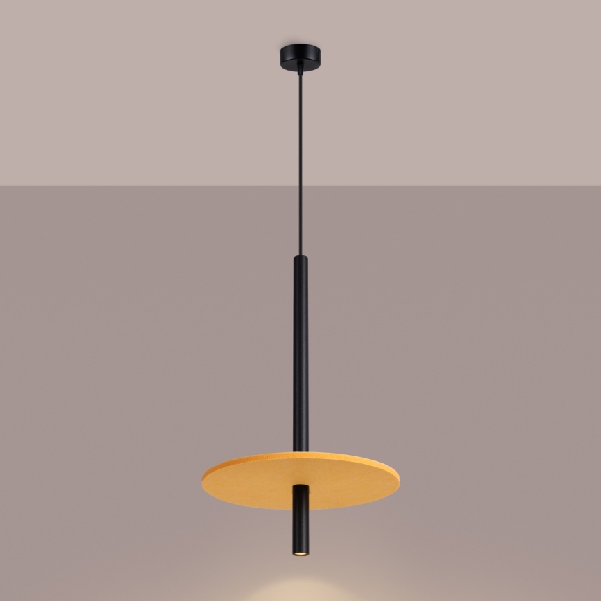 Pendellampa på kabel FELTRO 1xG9/8W/230V svart/gul
