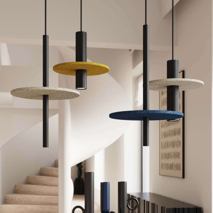 Pendellampa på kabel FELTRO 1xG9/8W/230V svart/gul