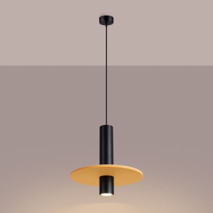 Pendellampa PELTA med sladd 1xGU10/10W/230V svart/gul