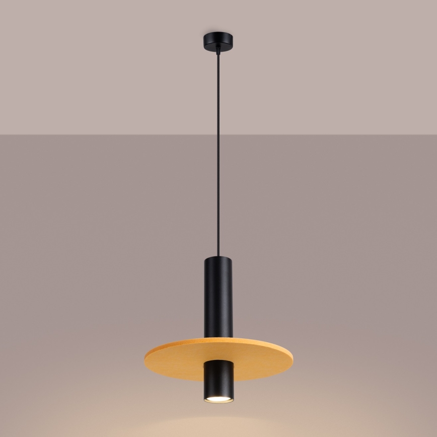 Pendellampa PELTA med sladd 1xGU10/10W/230V svart/gul