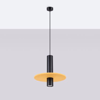 Pendellampa PELTA med sladd 1xGU10/10W/230V svart/gul