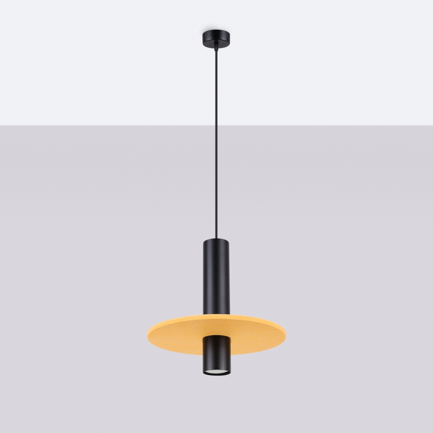 Pendellampa PELTA med sladd 1xGU10/10W/230V svart/gul