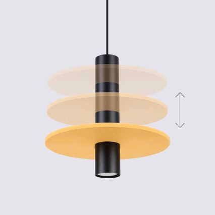 Pendellampa PELTA med sladd 1xGU10/10W/230V svart/gul