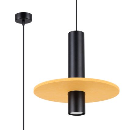 Pendellampa PELTA med sladd 1xGU10/10W/230V svart/gul