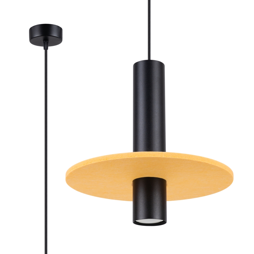 Pendellampa PELTA med sladd 1xGU10/10W/230V svart/gul