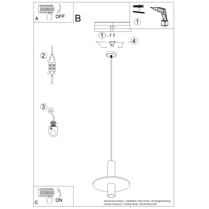 Pendellampa PELTA med sladd 1xGU10/10W/230V svart/gul