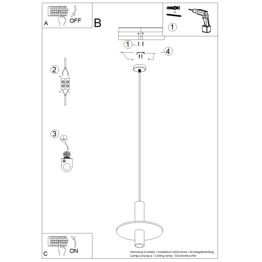 Pendellampa PELTA med sladd 1xGU10/10W/230V svart/gul