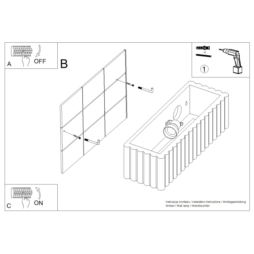 Vägglampa RIGATA 1xE27/15W/230V keramik/vit