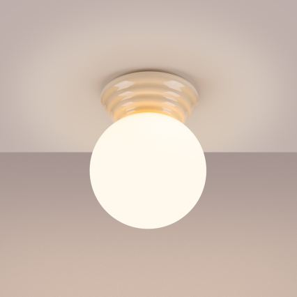 Badrumstaklampa ZORI 1xG9/8W/230V Ø 12 cm IP44 beige