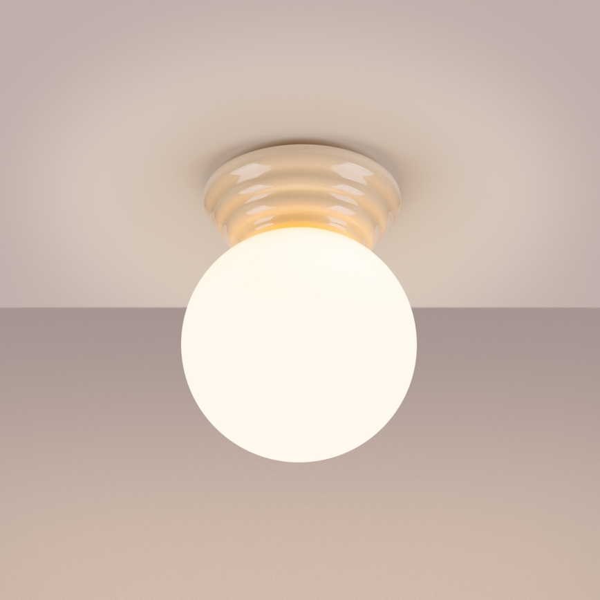Badrumstaklampa ZORI 1xG9/8W/230V Ø 12 cm IP44 beige