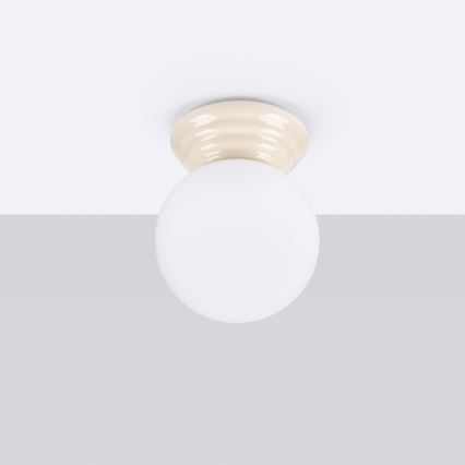 Badrumstaklampa ZORI 1xG9/8W/230V Ø 12 cm IP44 beige