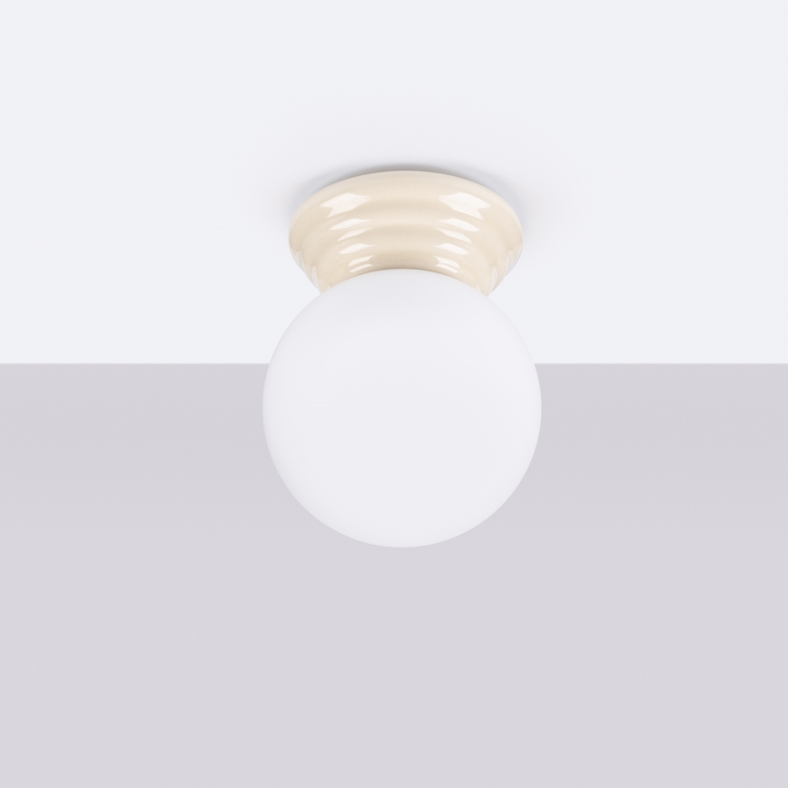 Badrumstaklampa ZORI 1xG9/8W/230V Ø 12 cm IP44 beige