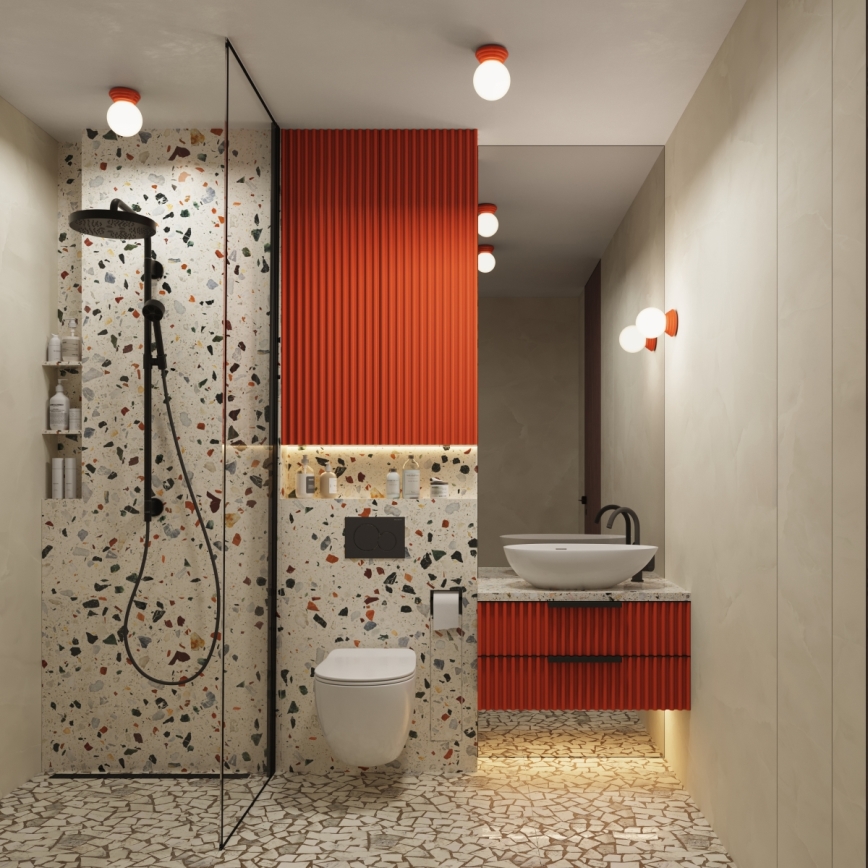 Badrumstaklampa ZORI 1xG9/8W/230V Ø 12 cm IP44 rosa