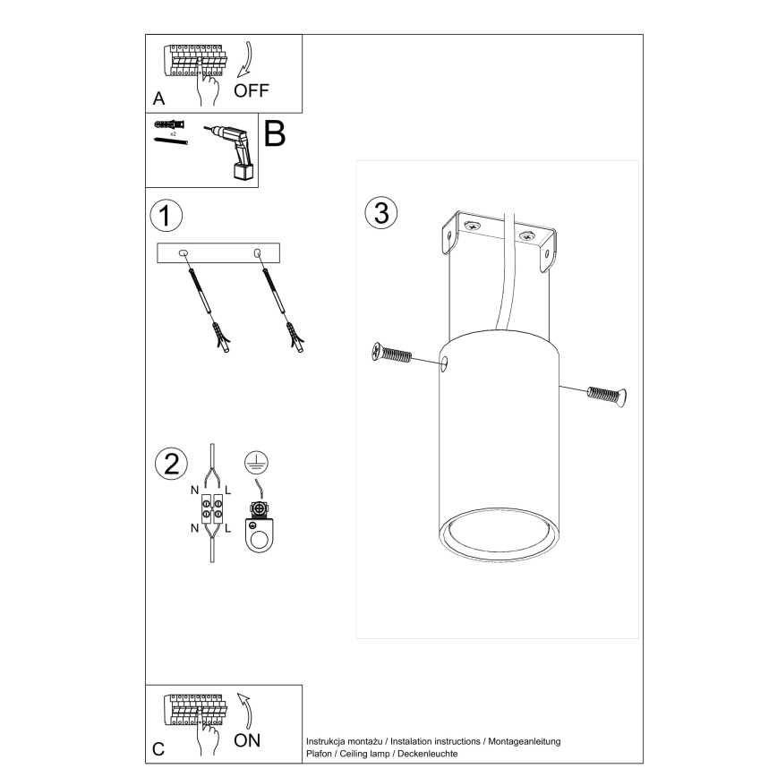Spotlampa LAGOS 1xGU10/10W/230V 10 cm krämvit