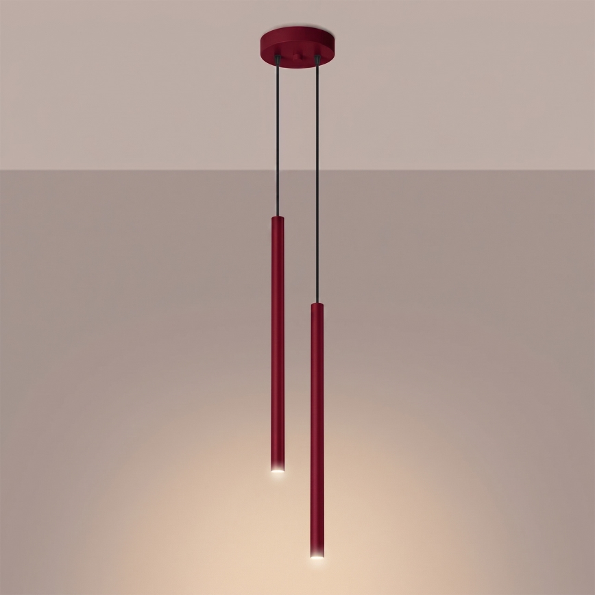 Taklampa med kabel PASTELO 2xG9/8W/230V röd